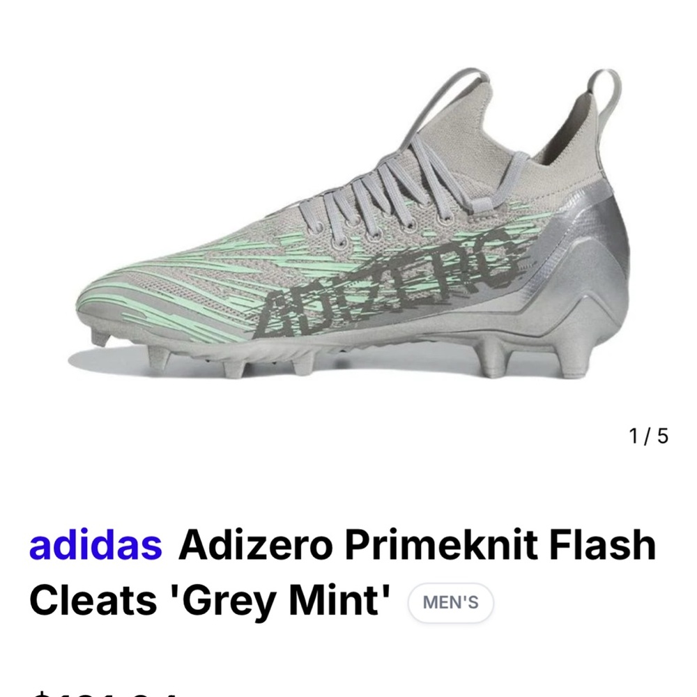 adidas Adizero Primeknit Flash Cleats in Gray and Mint